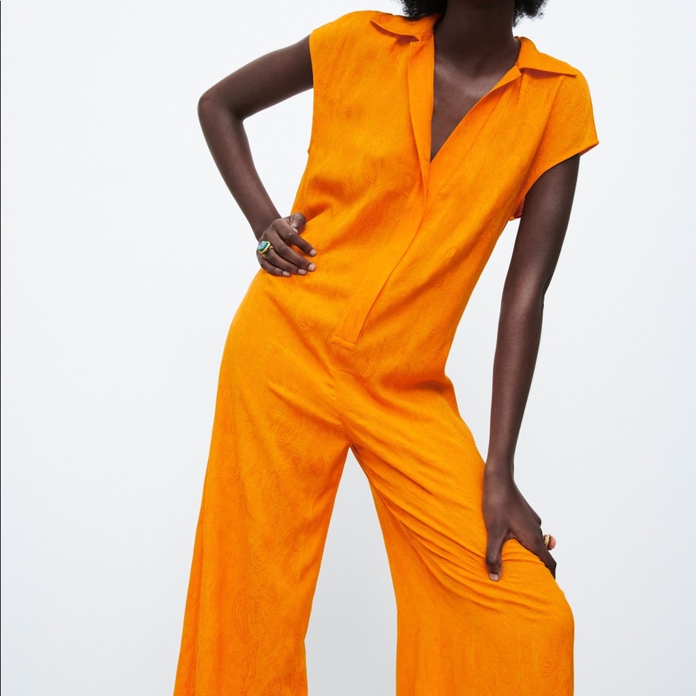 ZARA FULL LENGTH JACQUARD JUMPSUIT - Picture 3 of 5